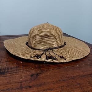 Tan Wide Brim Sun Hat